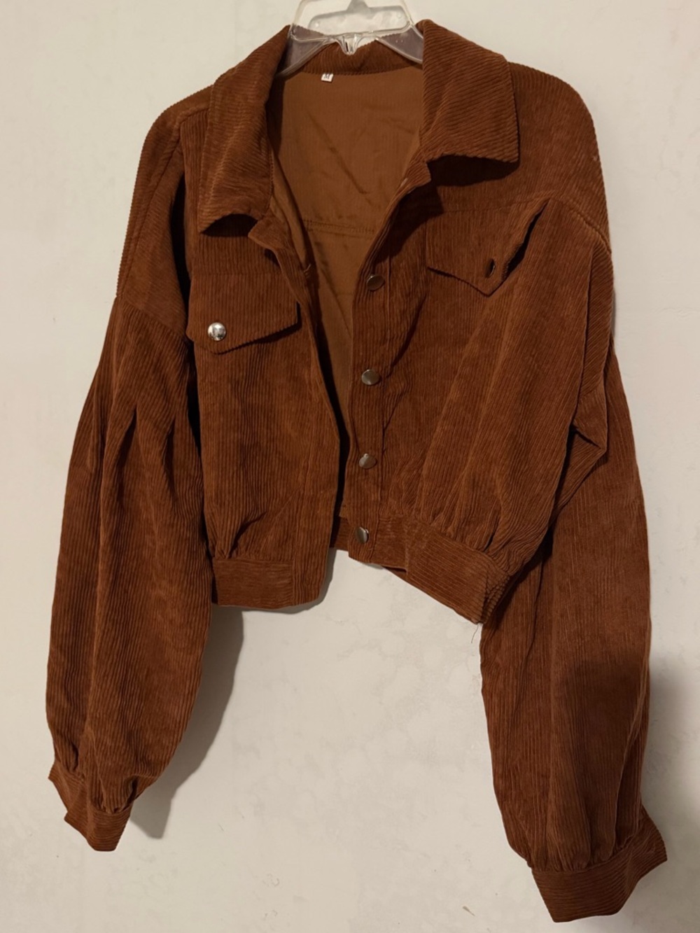 Cropped Brown Corduroy Button-Up Jacket
